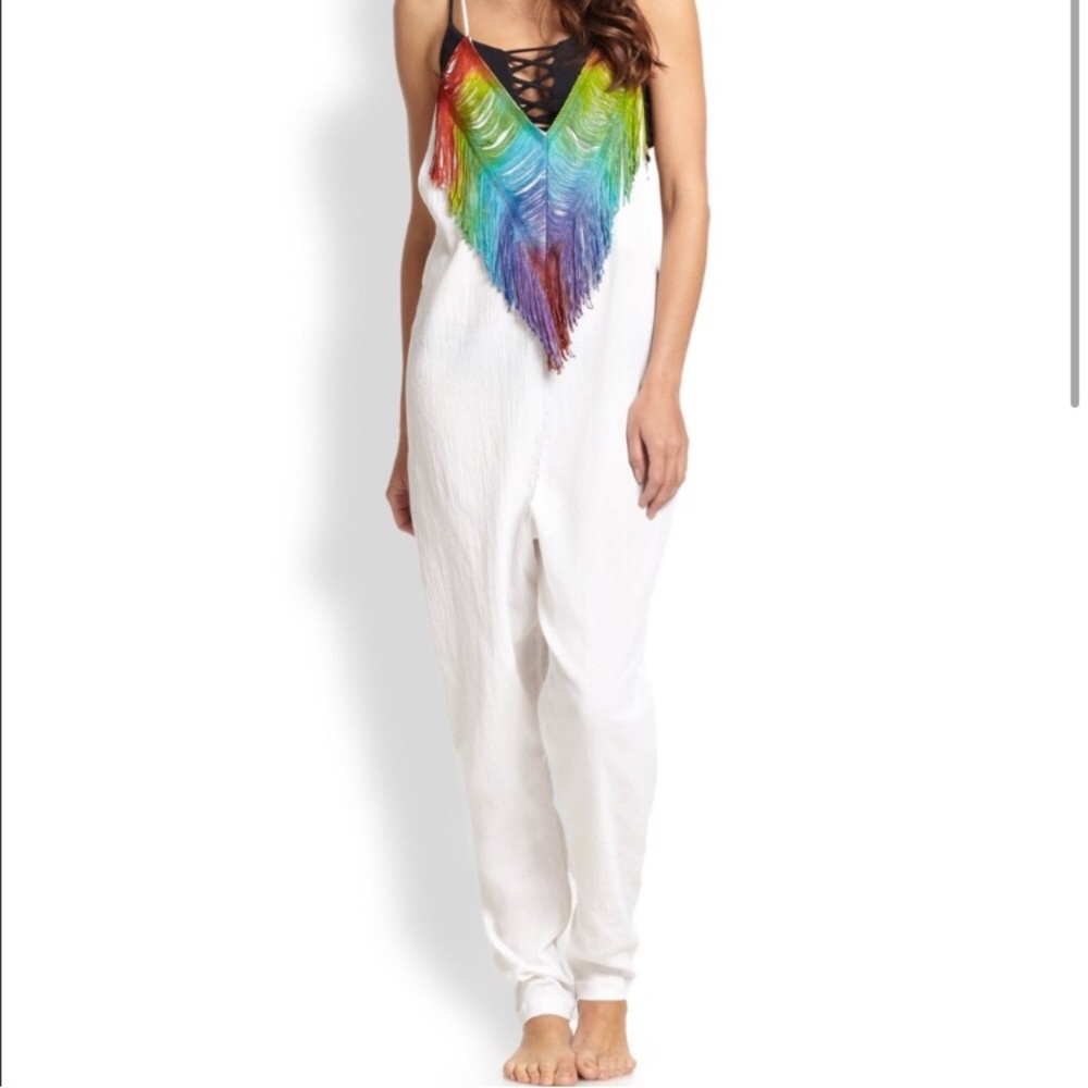 Mara Hoffman Swim Rainbow Fringe Crepe Jumpsuit